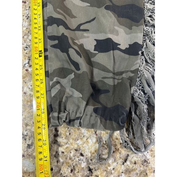 Green and Black Cargo Pants with Fringe Detail - Picture 6 of 14